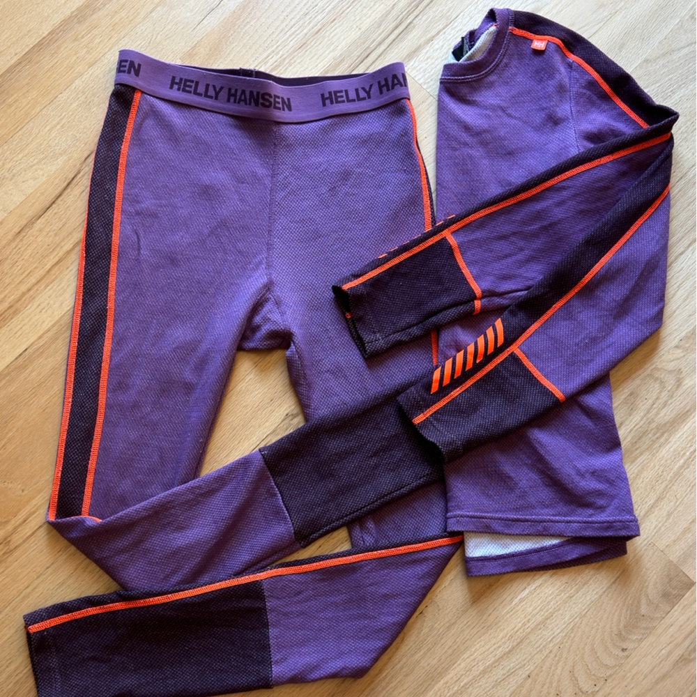 Helly Hansen Kids' Purple and orange merino base layer